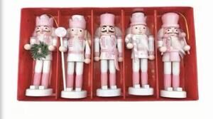 Santa's Workshop 5" Pink & White Nutcrackers Set